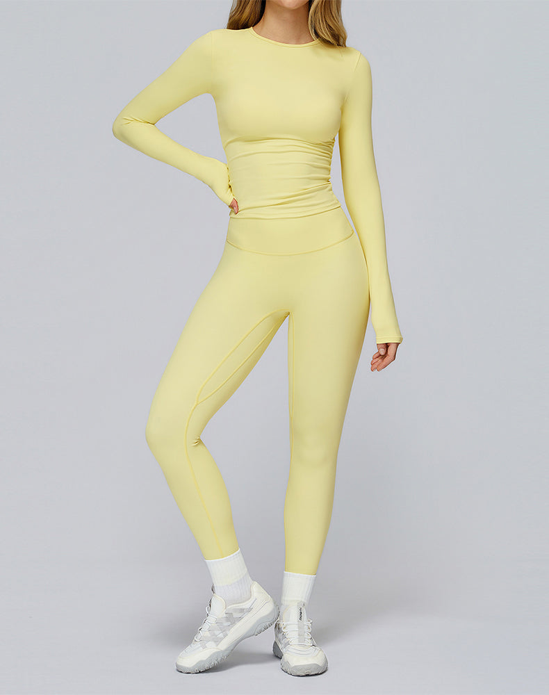 Athletic Wear with Long Sleeve Slim Fit T-Shirt and Legging