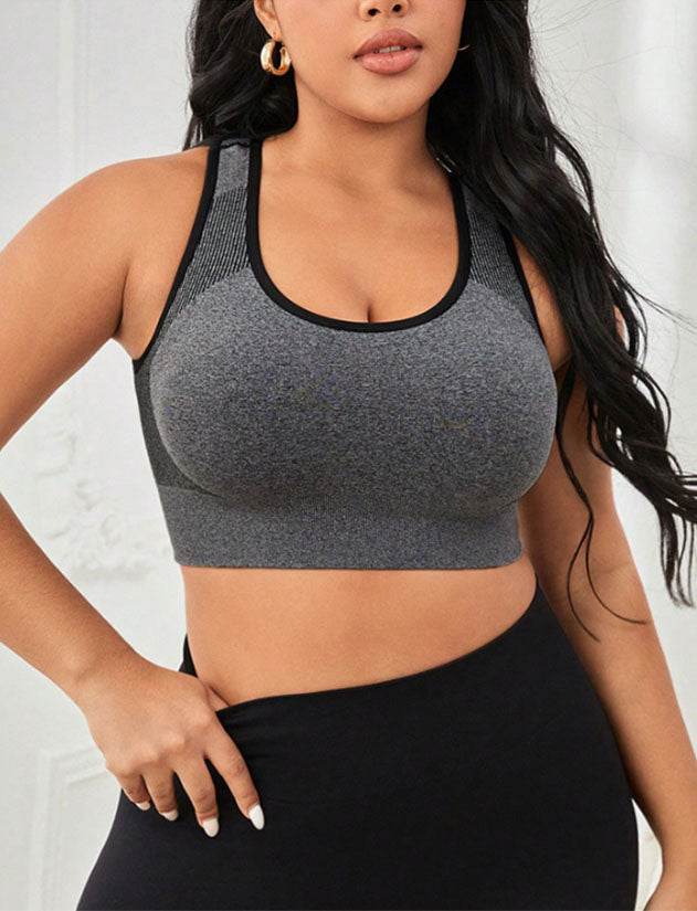 Plus Size U Neck Sports Bra with Stretch Fabric