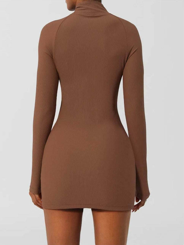 Skinny Long Sleeve Yoga Short Length Dress