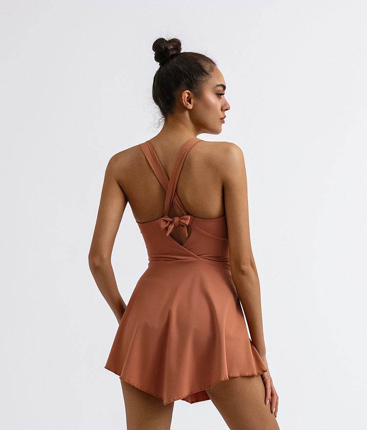 Cross Back Tennis Dress with Built Short