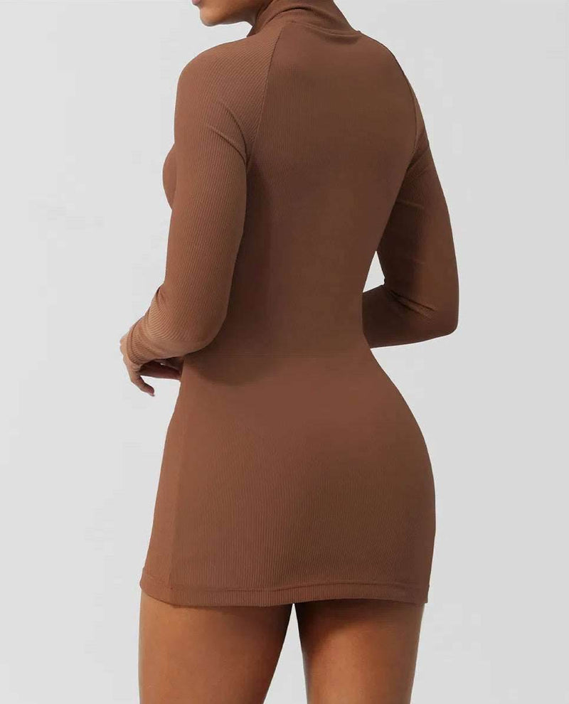 Skinny Long Sleeve Yoga Short Length Dress