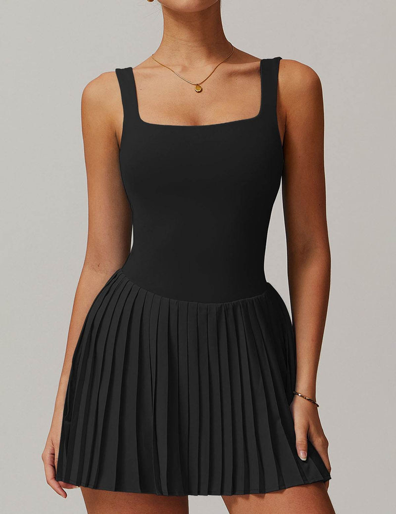 One Piece Tennis Dress with Shorts and Hidden Pockets