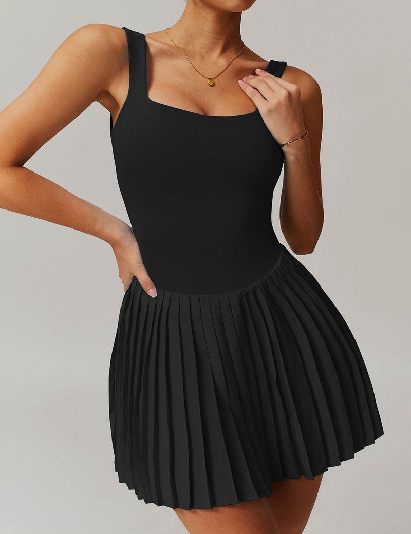 One Piece Tennis Dress with Shorts and Hidden Pockets