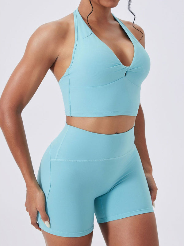 Twisted Cutout Athletic Crop Top with Breathable Design