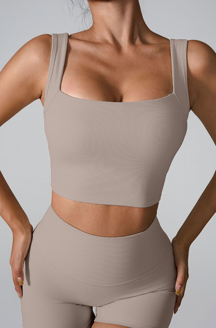 Sleeveless Square Neck Athletic Crop Tank Top