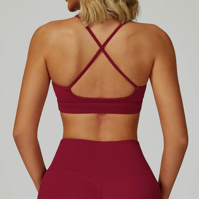 Cross Back Yoga Bra with Removable Chest Pad