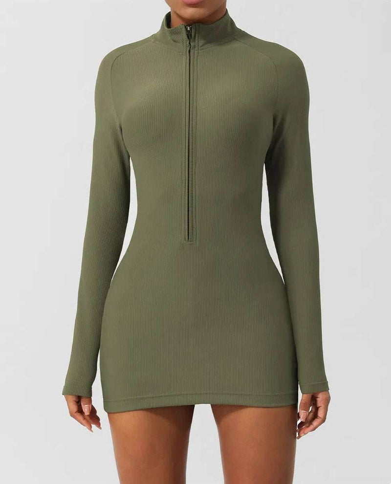 Skinny Long Sleeve Yoga Short Length Dress