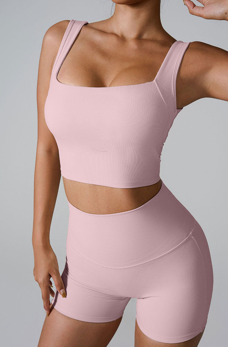 Sleeveless Square Neck Athletic Crop Tank Top