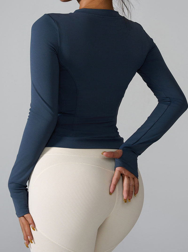 Slim Fit Workout Jacket Full Zip Long Sleeve Athletic Coat