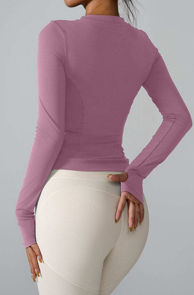 Slim Fit Workout Jacket Full Zip Long Sleeve Athletic Coat