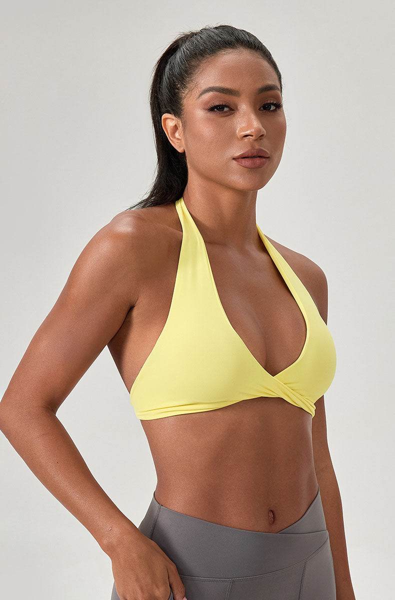 Twist Front Halter Straps Sports Bra