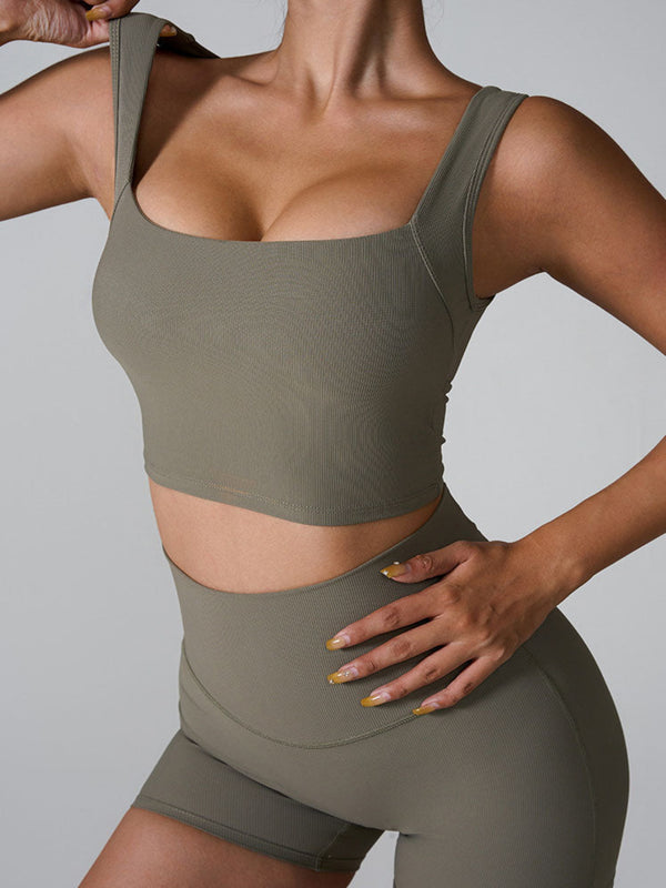 Sleeveless Square Neck Athletic Crop Tank Top