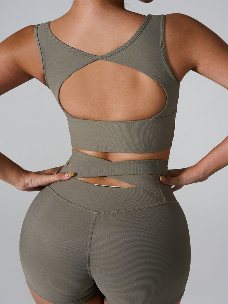 Sleeveless Square Neck Athletic Crop Tank Top