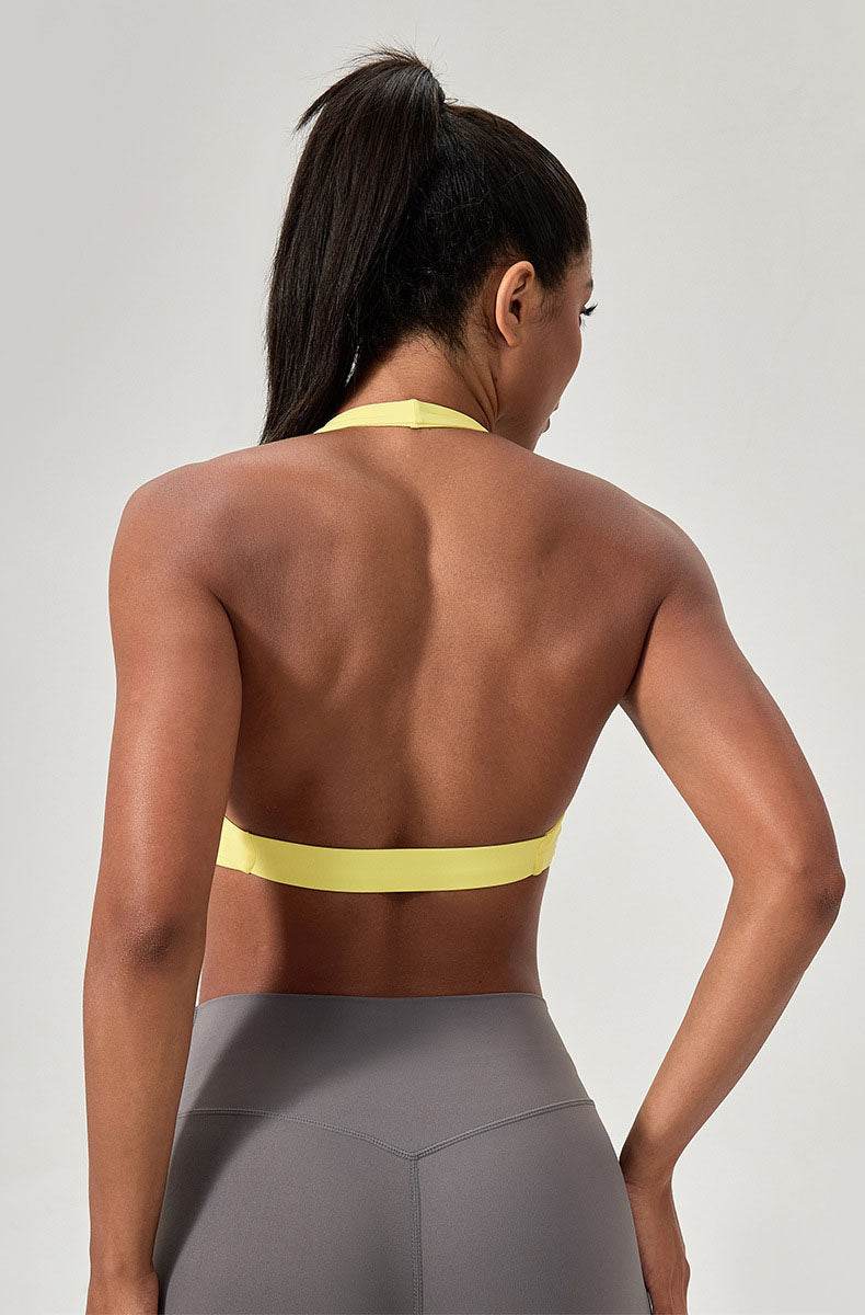 Twist Front Halter Straps Sports Bra