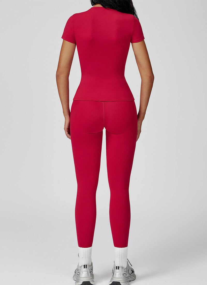 Sports Wear with Short Sleeve T-Shirt and Leggings