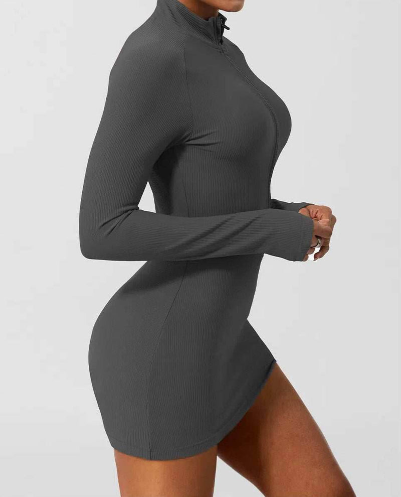 Skinny Long Sleeve Yoga Short Length Dress