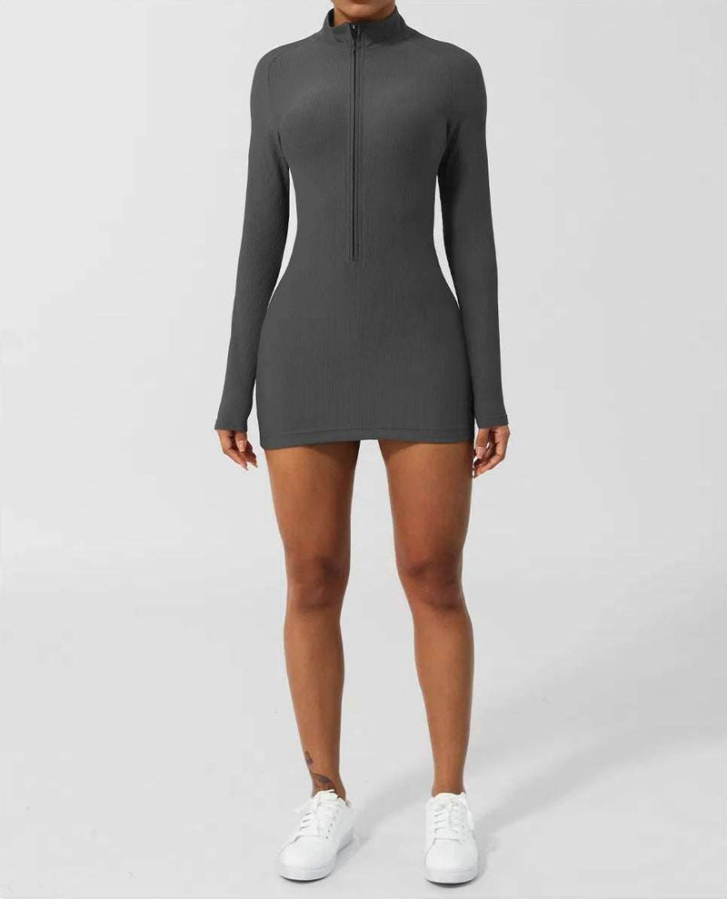 Skinny Long Sleeve Yoga Short Length Dress