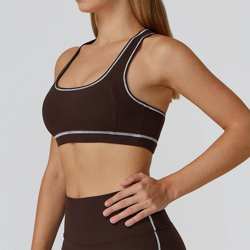Color Block Racerback Sports Bra with Removable Pads