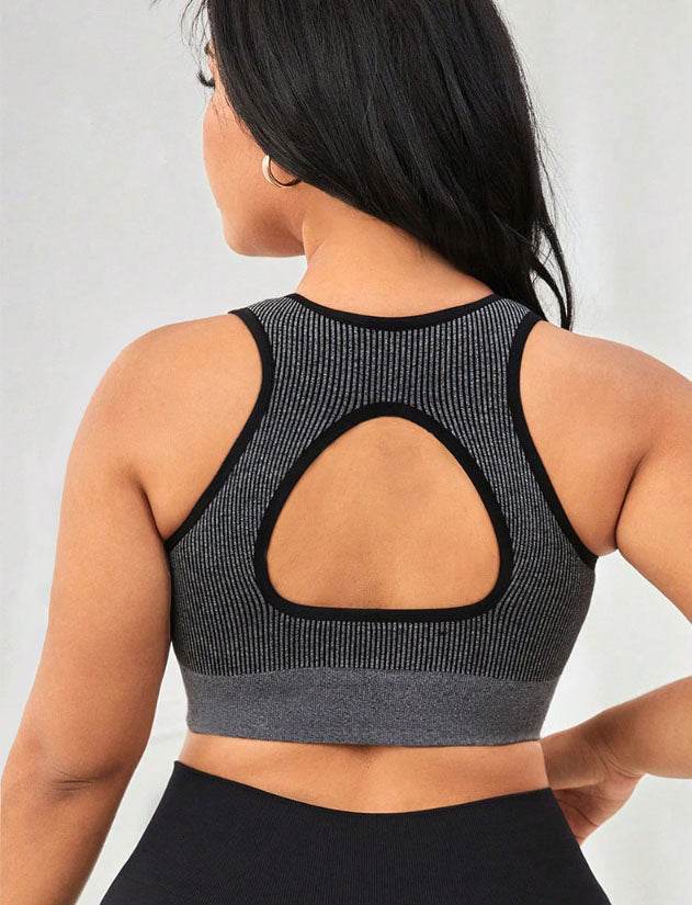 Plus Size U Neck Sports Bra with Stretch Fabric