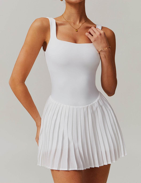One Piece Tennis Dress with Shorts and Hidden Pockets