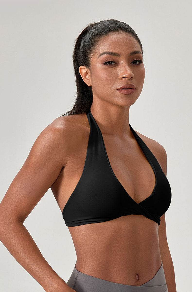 Twist Front Halter Straps Sports Bra