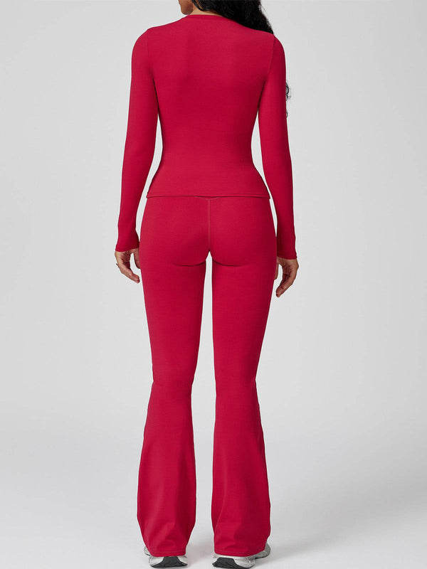 Sports Wear with Long Sleeve T-Shirt and Flared Leg Pants