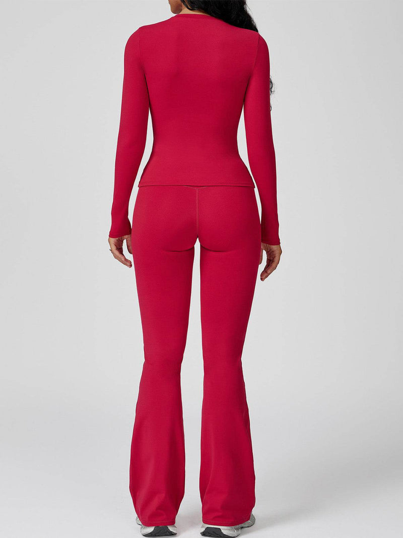 Sports Wear with Long Sleeve T-Shirt and Flared Leg Pants