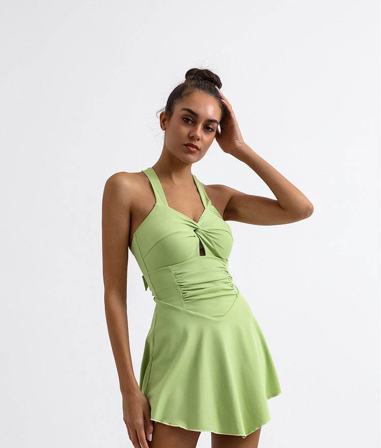 Cross Back Tennis Dress with Built Short