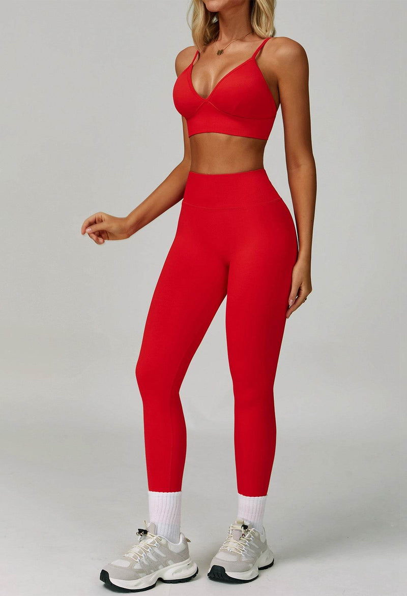 Activewear Set with V Neck Sports Bra and Legging