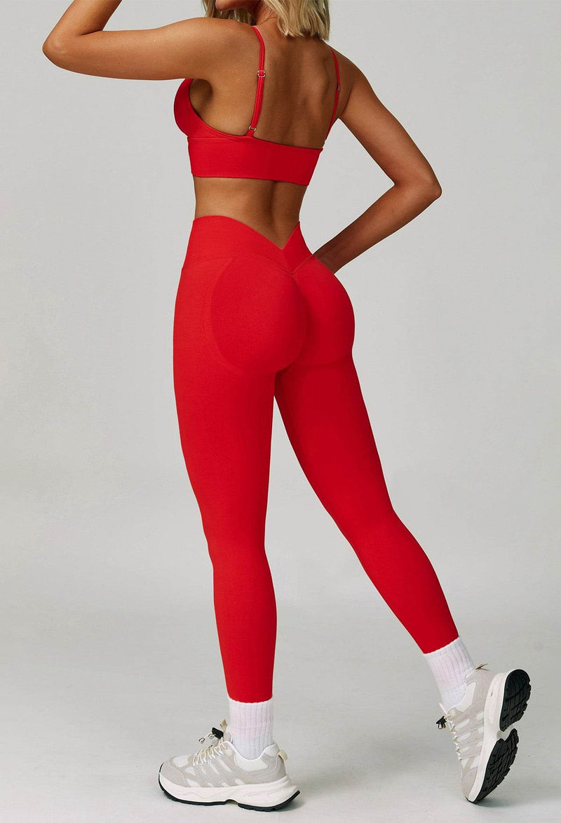 Activewear Set with V Neck Sports Bra and Legging