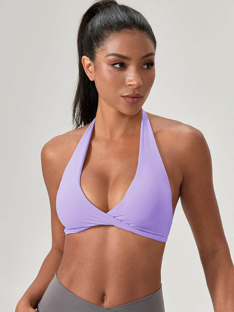 Twist Front Halter Straps Sports Bra