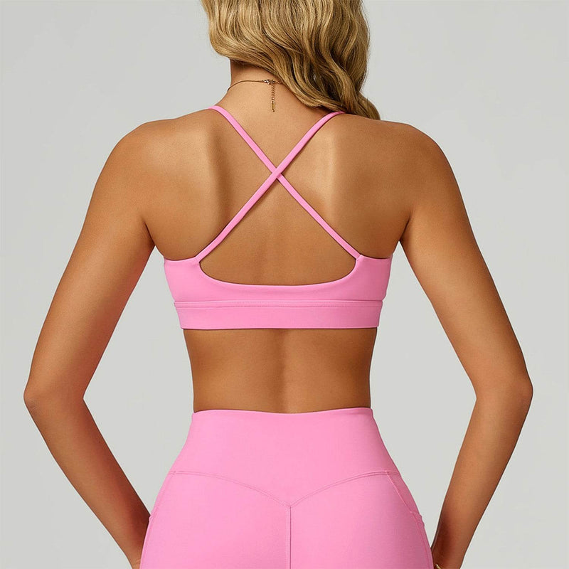 Cross Back Yoga Bra with Removable Chest Pad