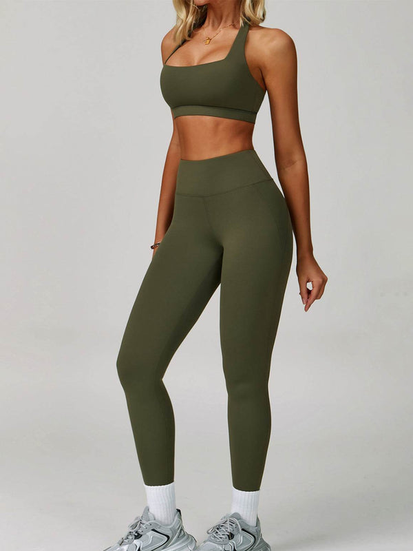 Activewear Set with Halter Sports Bra and Legging