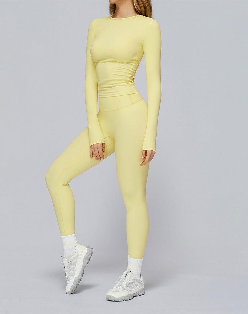 Athletic Wear with Long Sleeve Slim Fit T-Shirt and Legging