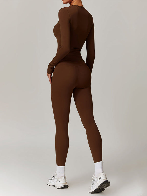 Athletic Wear with Long Sleeve Slim Fit T-Shirt and Legging