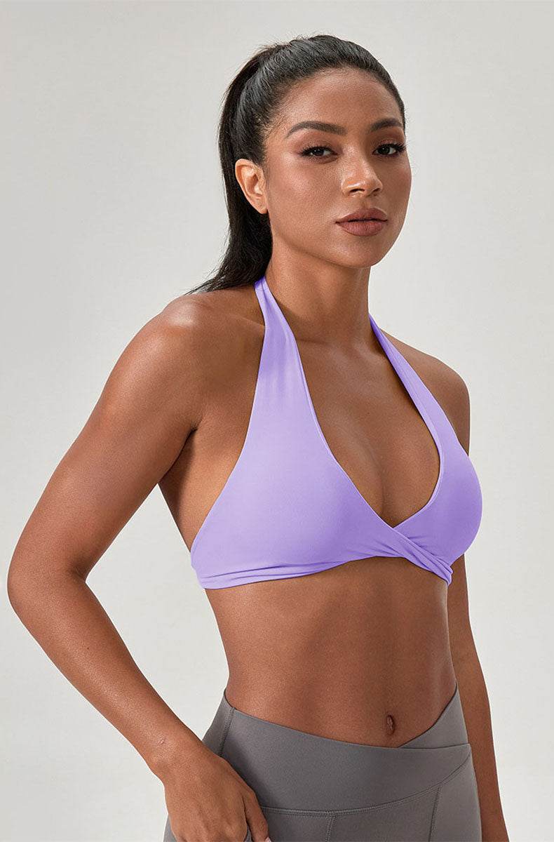 Twist Front Halter Straps Sports Bra