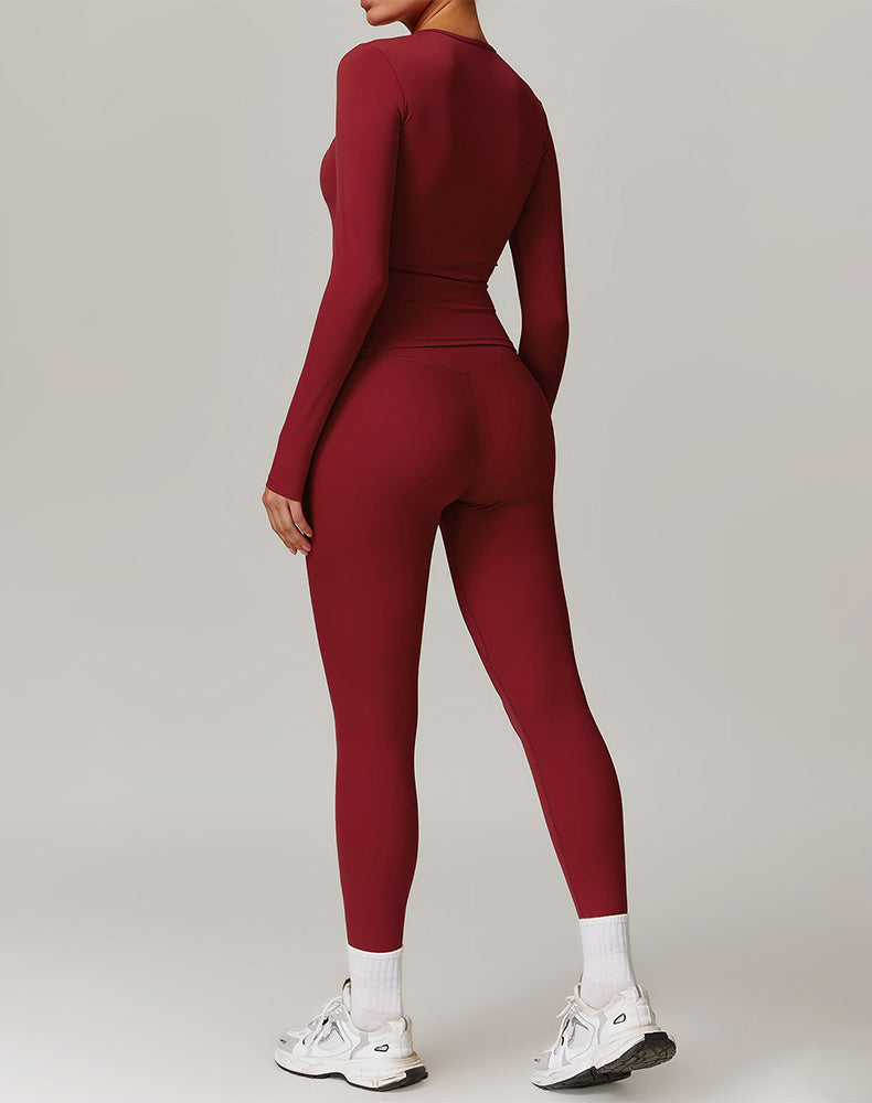 Athletic Wear with Long Sleeve Slim Fit T-Shirt and Legging