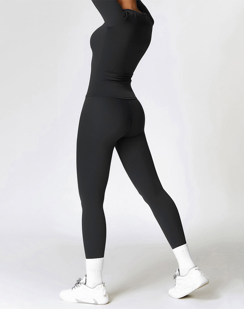 Athletic Wear with Long Sleeve Slim Fit T-Shirt and Legging