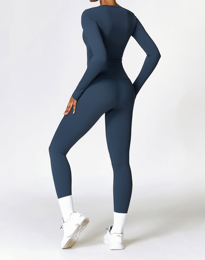 Athletic Wear with Long Sleeve Slim Fit T-Shirt and Legging
