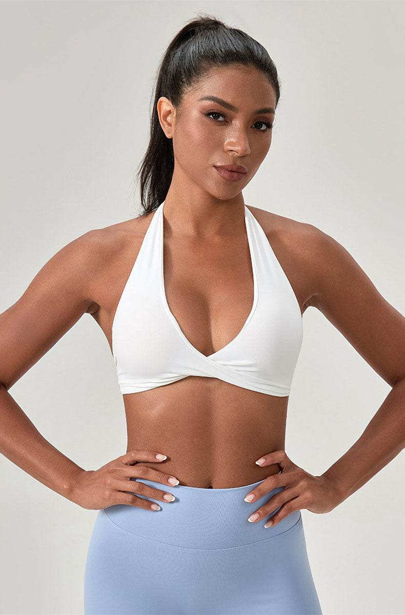 Twist Front Halter Straps Sports Bra