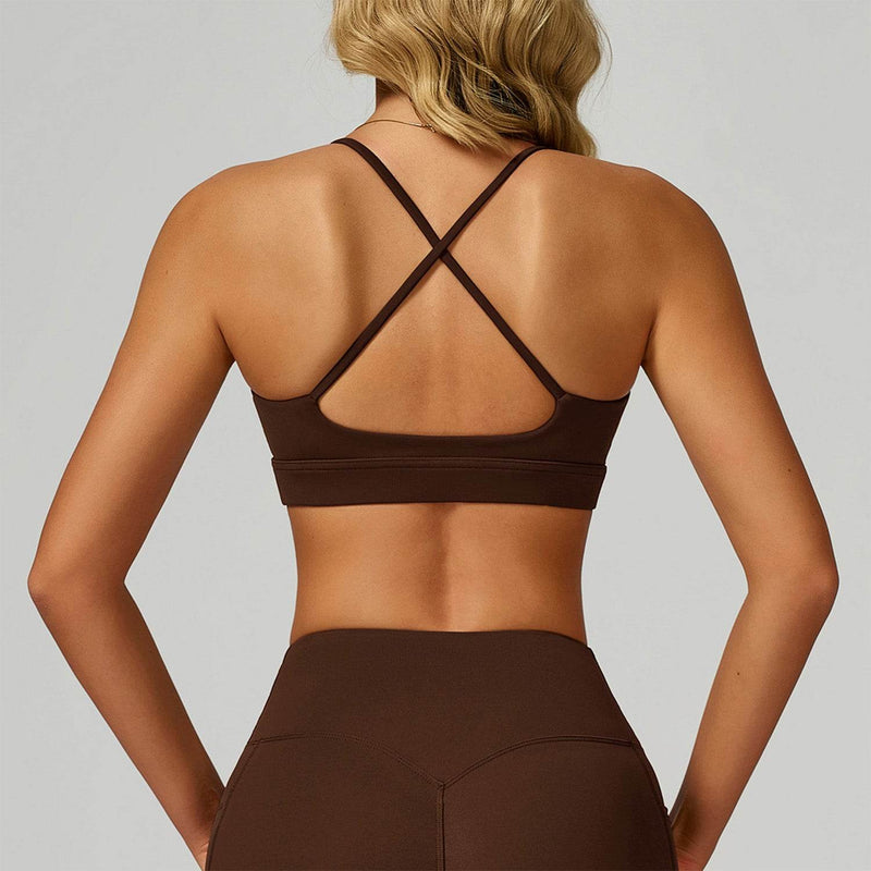Cross Back Yoga Bra with Removable Chest Pad