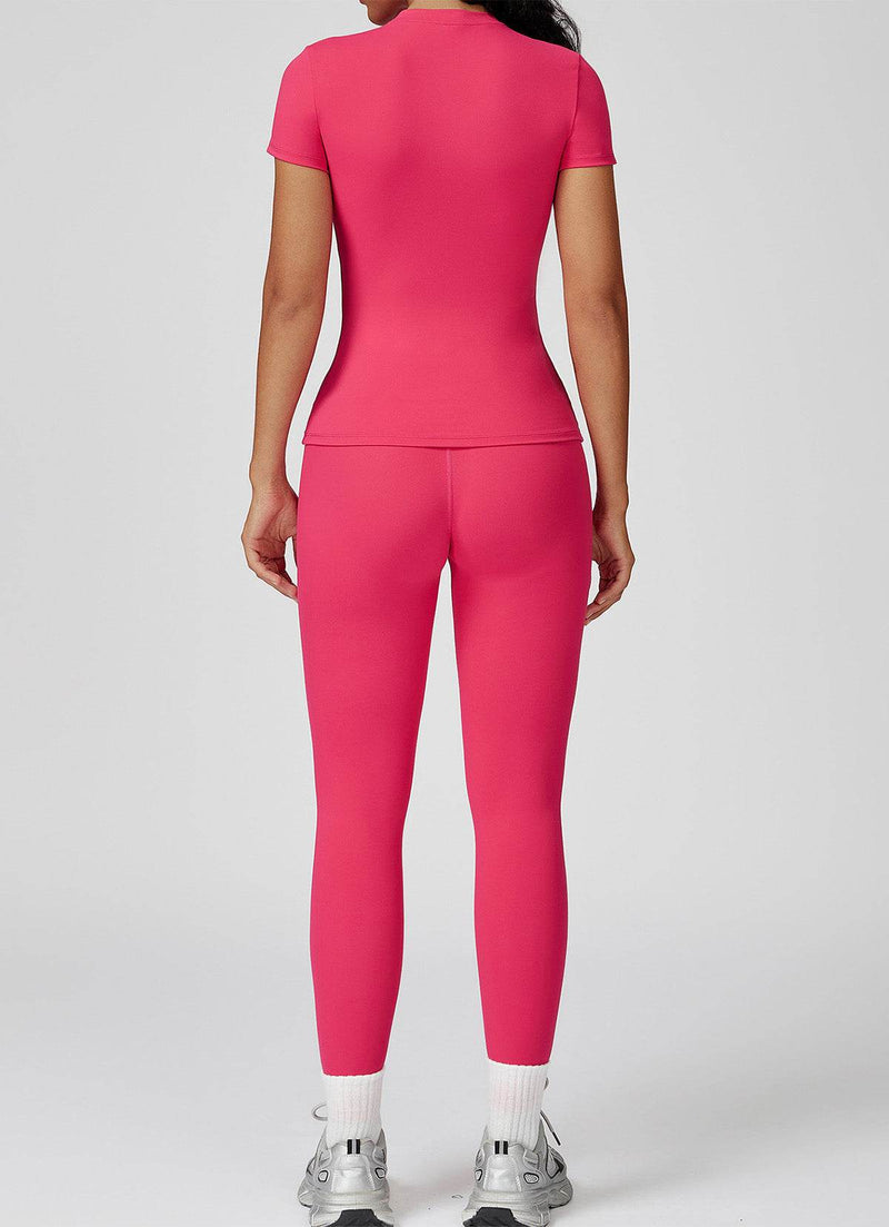 Sports Wear with Short Sleeve T-Shirt and Leggings