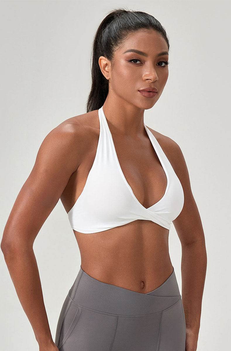 Twist Front Halter Straps Sports Bra