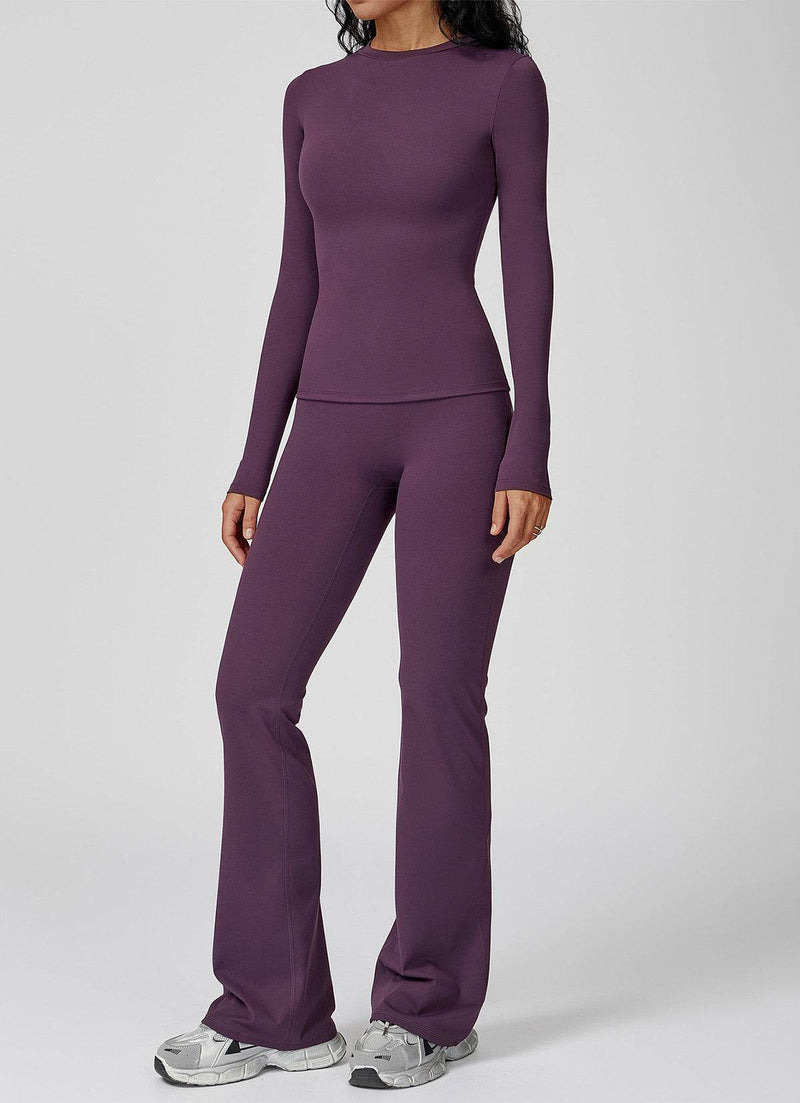 Sports Wear with Long Sleeve T-Shirt and Flared Leg Pants