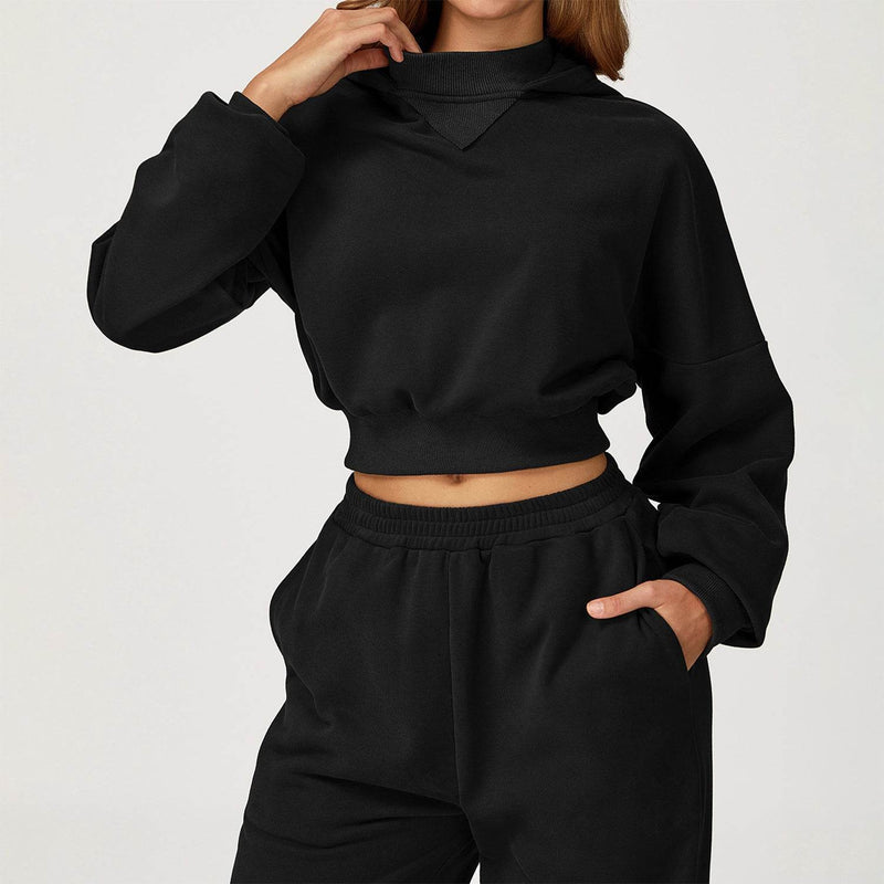 Long Sleeve Crop Sweatshirt Casual Hoodie