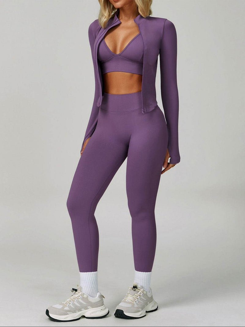 3 Pieces Activewear Set with Bra, Jacket and Legging