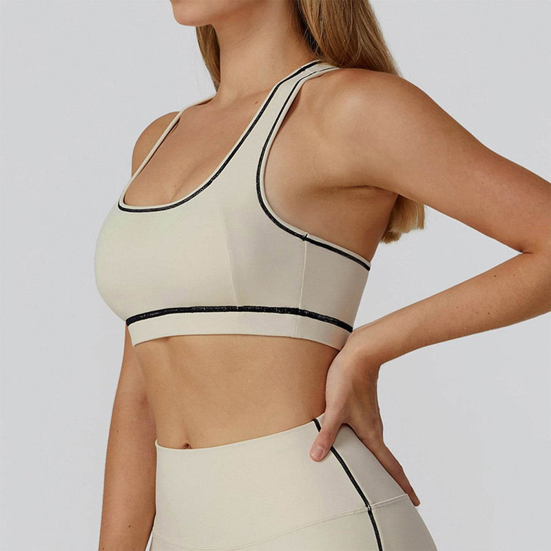 Color Block Racerback Sports Bra with Removable Pads