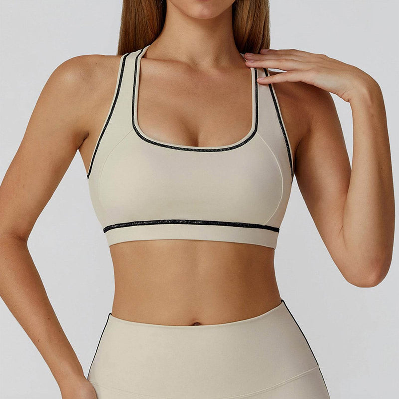 Color Block Racerback Sports Bra with Removable Pads