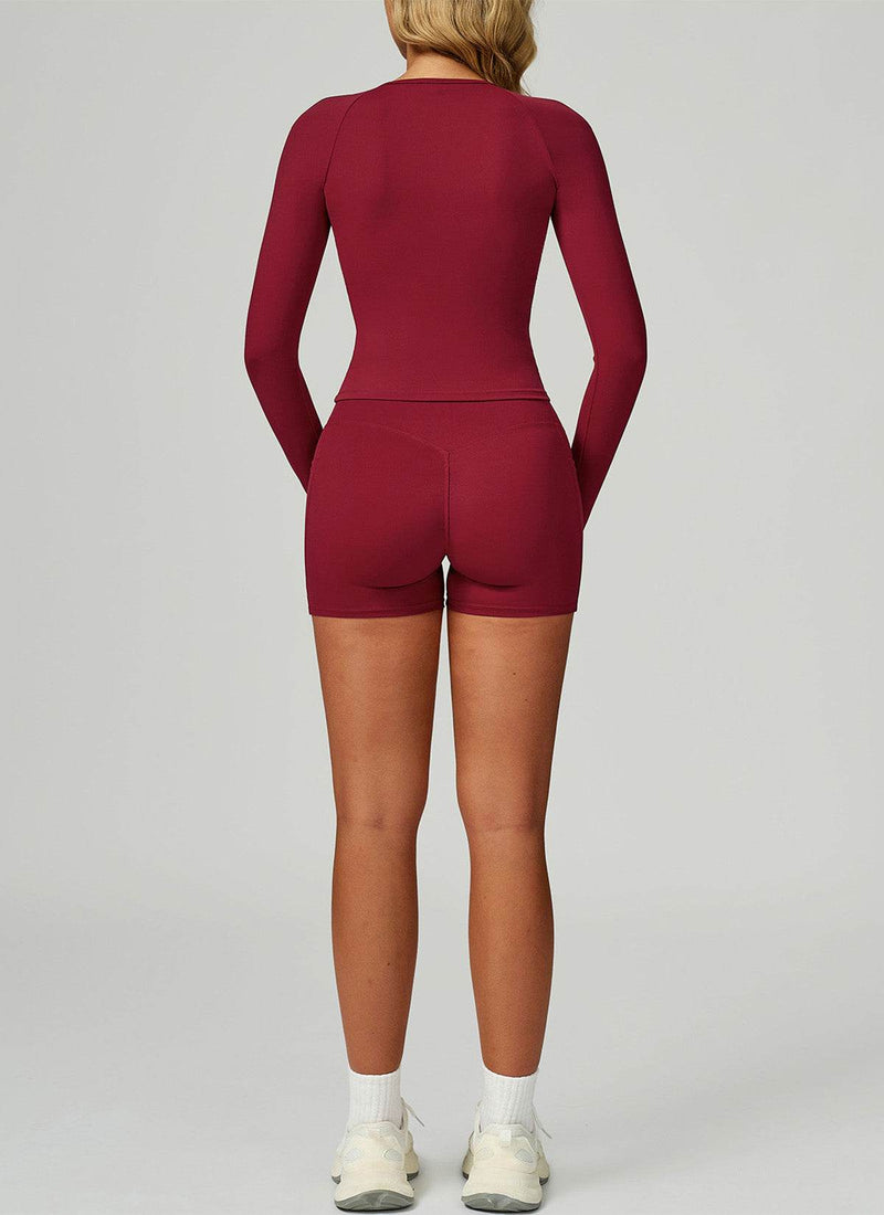 Sport Set with Long Sleeve Crew Neck T-Shirt and Short