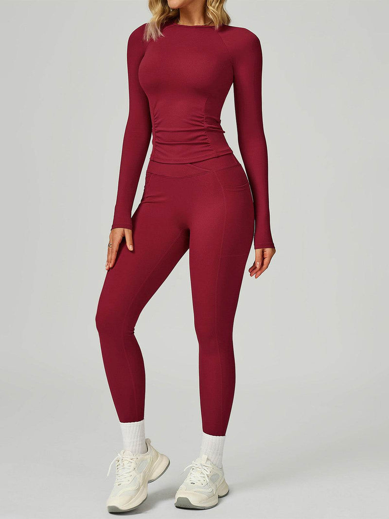 Sport Set with Long Sleeve Crew Neck T-Shirt and Legging